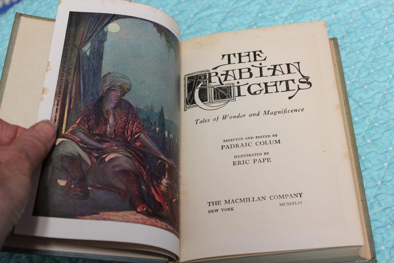 92 Yrs Old! The Arabian Nights, Tales of Wonder and Magnificence / Padraic Colum/ 1944 Illustrated Hardcover image 5