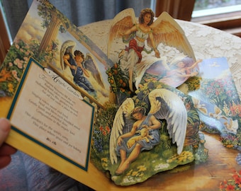 Pop-Up Book, On Angel Wings / Pat Paris / 1995 Vintage Hardcover / Picture Book, Spiritual, Poems, Kindness, Peace, Gift!
