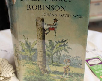 Swiss Family Robinson / Johann David Wyss / Illustrated 1954 HC / Junior Deluxe Edition/ Classic, Gift