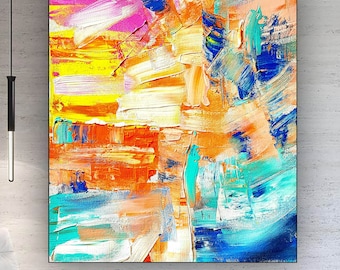 Großes Original Abstraktes Gemälde, Strukturierte Acryl Leinwand Wandkunst