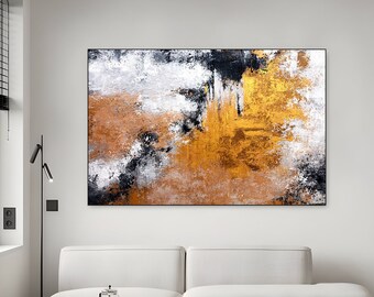 Abstract Painting on Canvas, Original abstract canvas wall art, Large Gold texture Painting,home decor contemporary Painting for Living Room