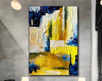 Large Abstract Painting on Canvas, Large Painting on Canvas, huge canvas painting, canvas custom art, Yellow black painting, Minimal artwork