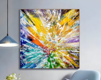 Large Abstract Oil Painting on Canvas, Original Textured Colorful Wall Art, Acrylic Painting Modern Living Room Spiritual Home Decor art