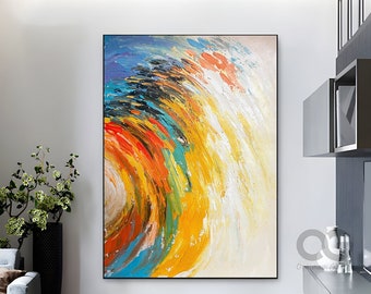 Acrylic Abstract Painting, Canvas Wall Art, Orange Abstract Art, Wall Decor, Large Wall Art, Modern Art Decor, Large Oil Painting Home Decor