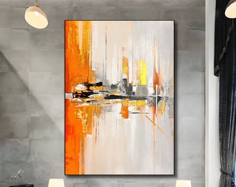 Large abstract wall art gold orange beige color abstract painting, extra large abstract artwork, original Handmade Gift, Painting on canvas