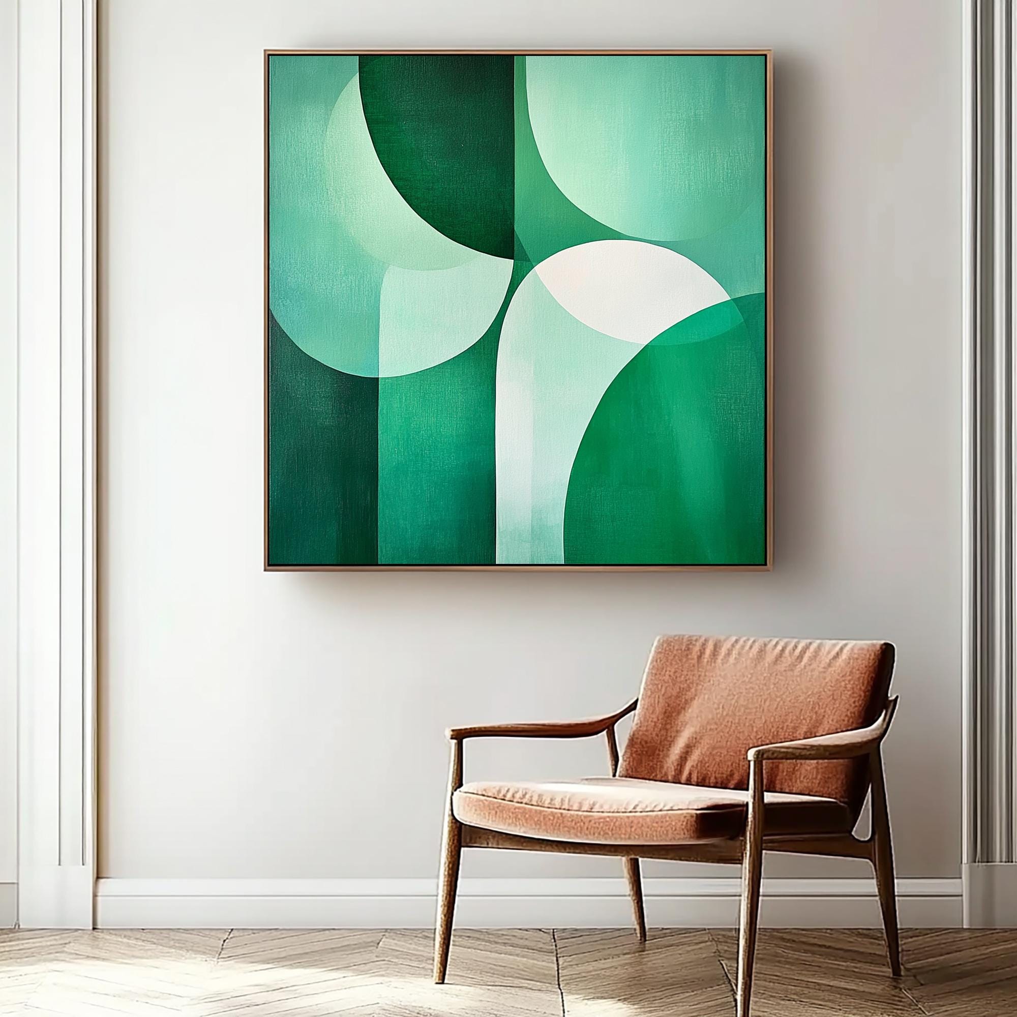 Green Abstract Canvas Painting: Modern Geometric Wall Art - Etsy