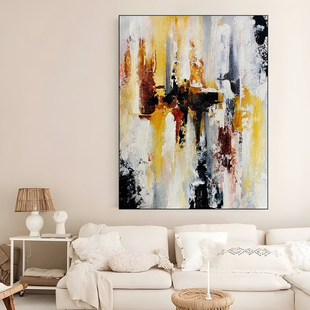 Large Yellow Painting Abstract Art Extra Large Painting on Etsy