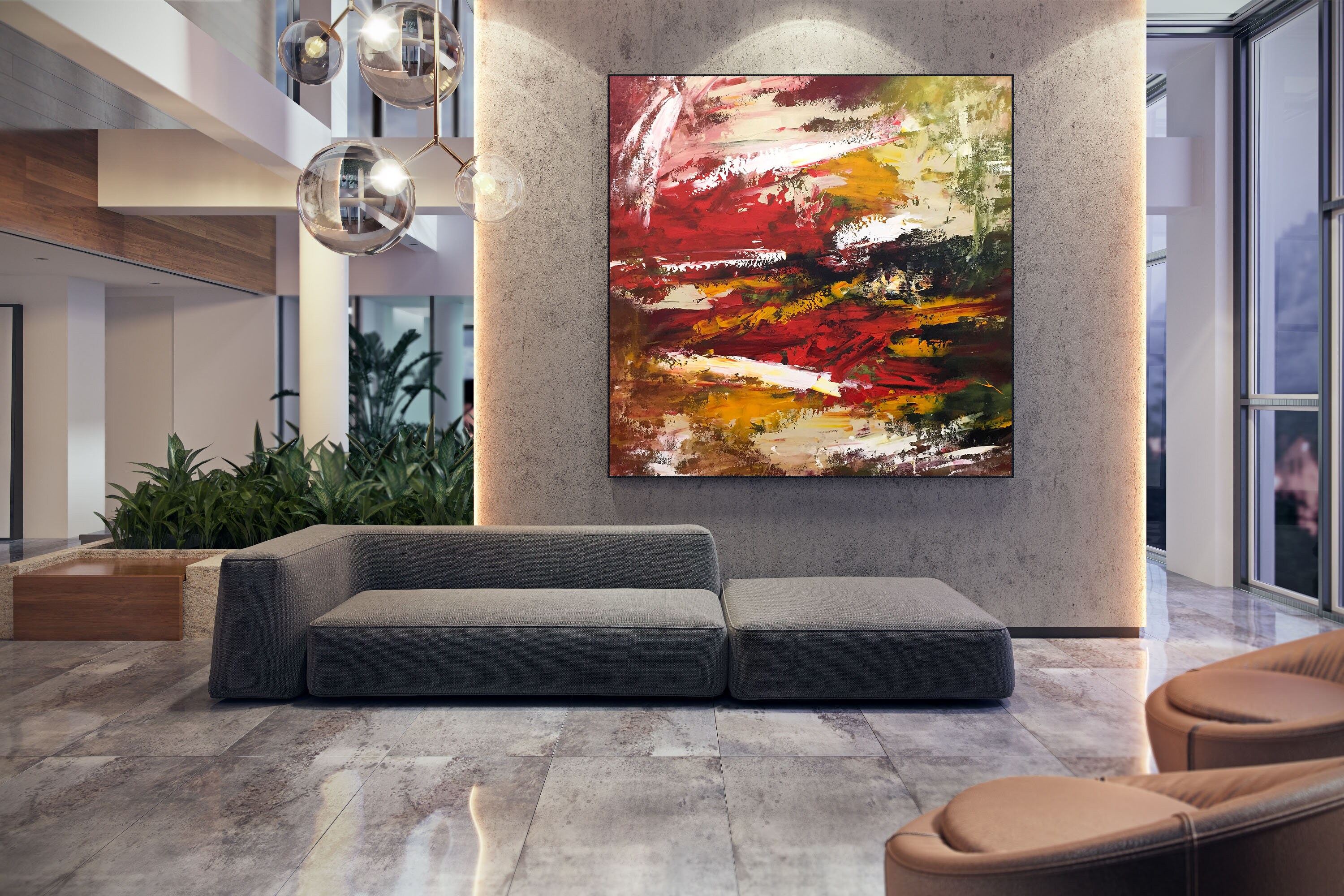 Textured Abstract Painting-Office Wall Art Acrylic Painting | Etsy