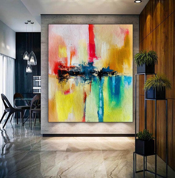 Colorful Acrylic Canvas Art, Modern Abstract Art, Original Wall