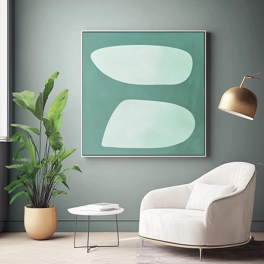 Sage Green Abstract Wall Art for Sale, Large Minimalist Canvas Painting ...