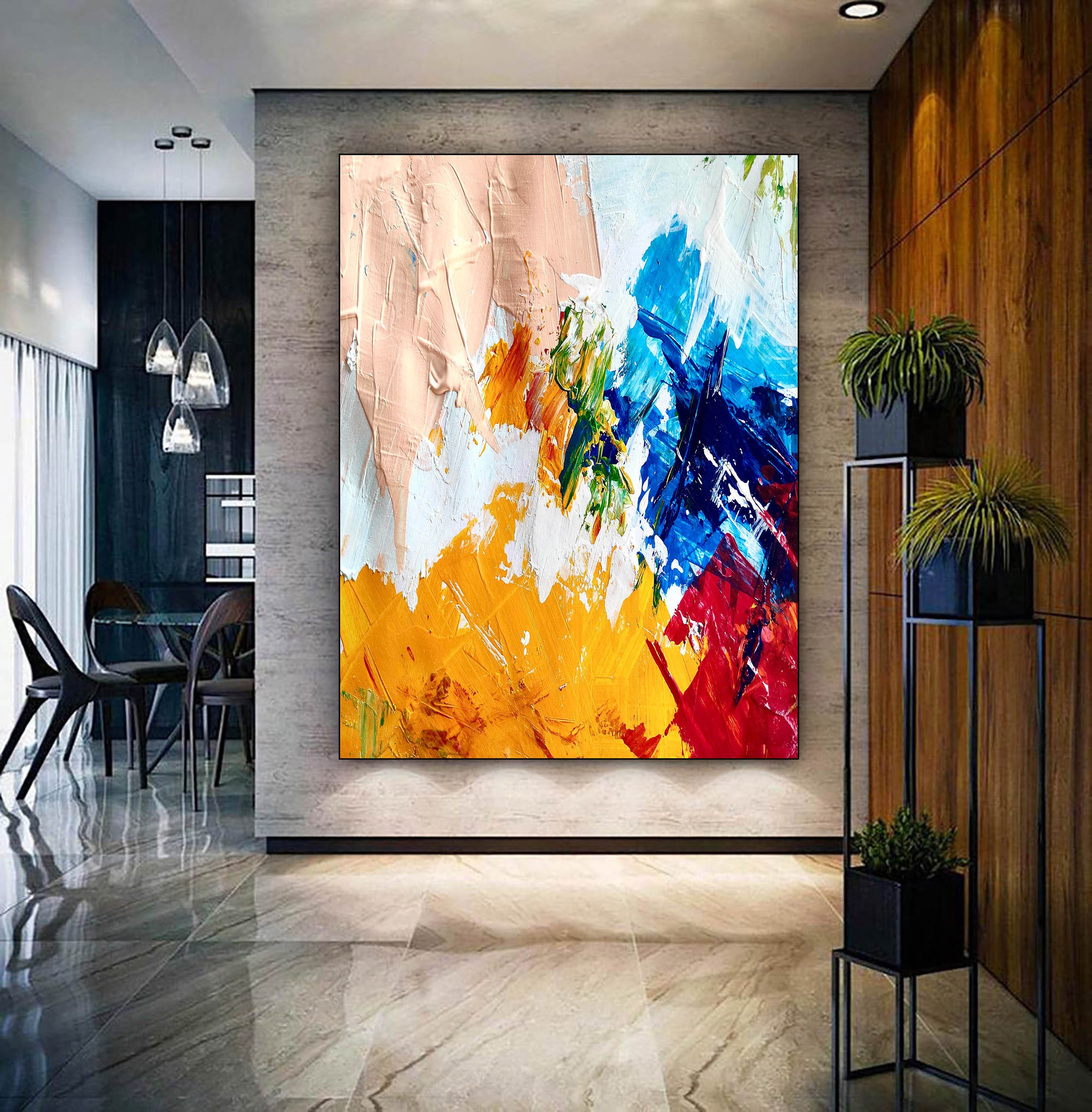 Extra große abstrakte Malerei Wohnzimmer Wandkunst moderne | Etsy