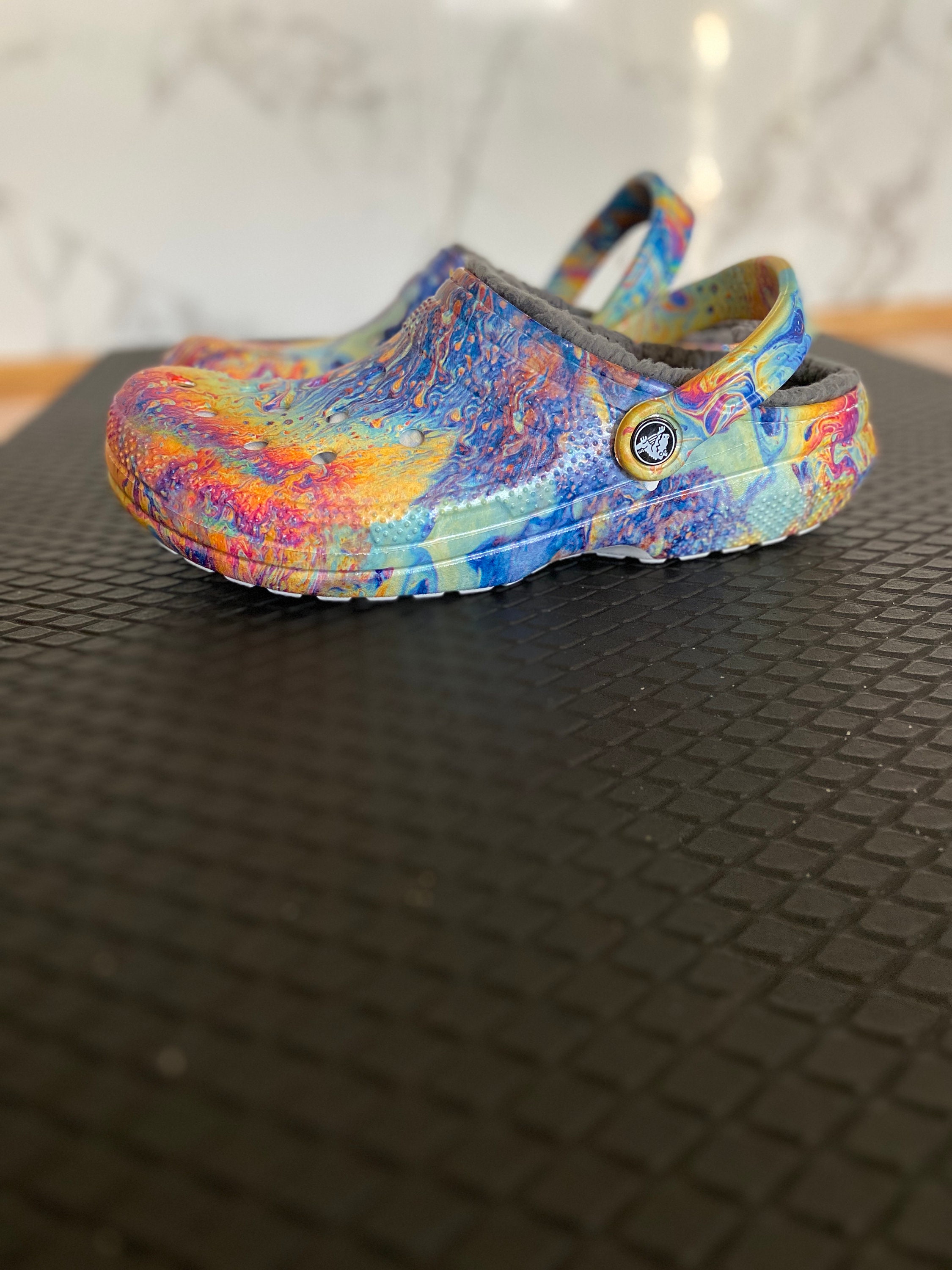Classic Crocs Custom FAUXFUR LINED Unisex Clogs Tie Dye