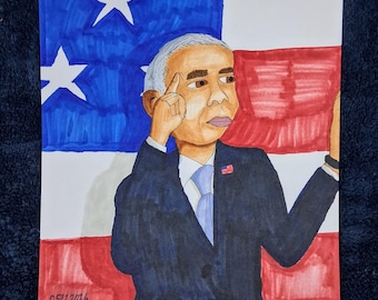 President Barack Obama - Chris Chan 2026 Commission, Ink on Paper