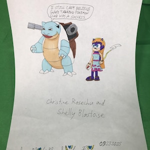 Hand-Drawn Art by CWC - Christine Rosechu and Shelly Blastoise