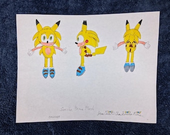 Sonichu Reference Art- Art + Plush, Hand Drawn by Chris Chan