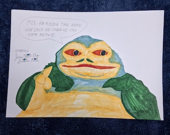 Jabba the Hutt - Chris Chan 2026 Commission, Ink on Paper