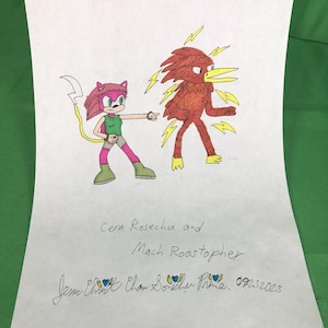 Hand-Drawn Art by CWC - Cera Rosechu and Mach Roostopher