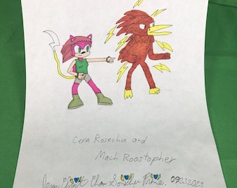 Hand-Drawn Art by CWC - Cera Rosechu and Mach Roostopher