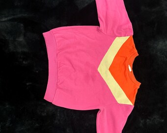 H&M Kids Colorblock Sweatshirt Pink, Orange, and Cream Girls Size 6 8Y