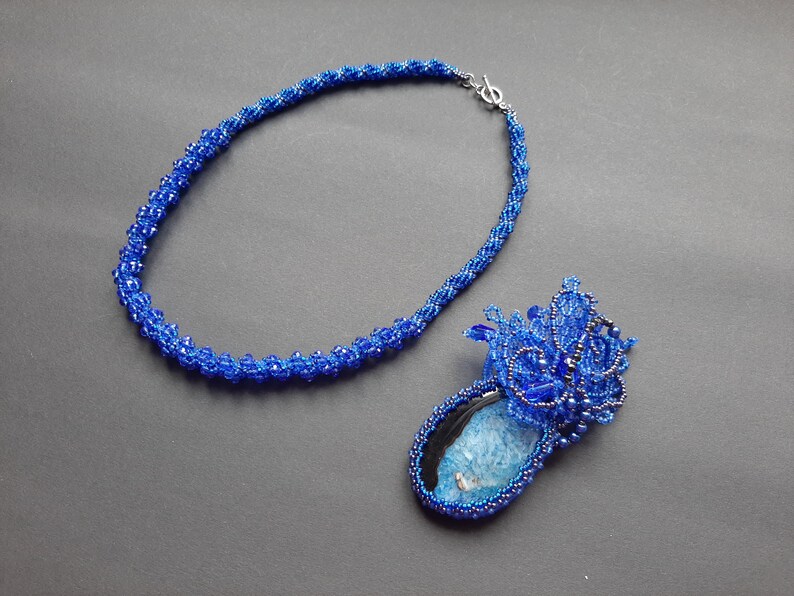 flower pendant Necklace-pendant 3 in 1 Jewelry set with necklace and brooch gift for mom