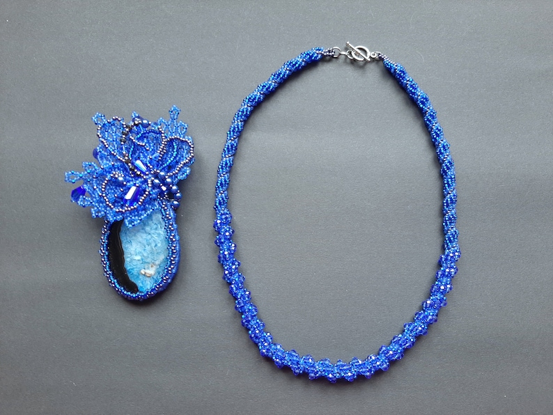 flower pendant Necklace-pendant 3 in 1 Jewelry set with necklace and brooch gift for mom