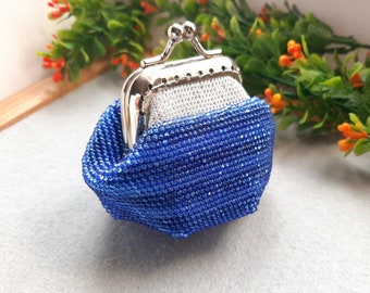 Bolso de pedrería Monedero Bolso de crochet azul marino