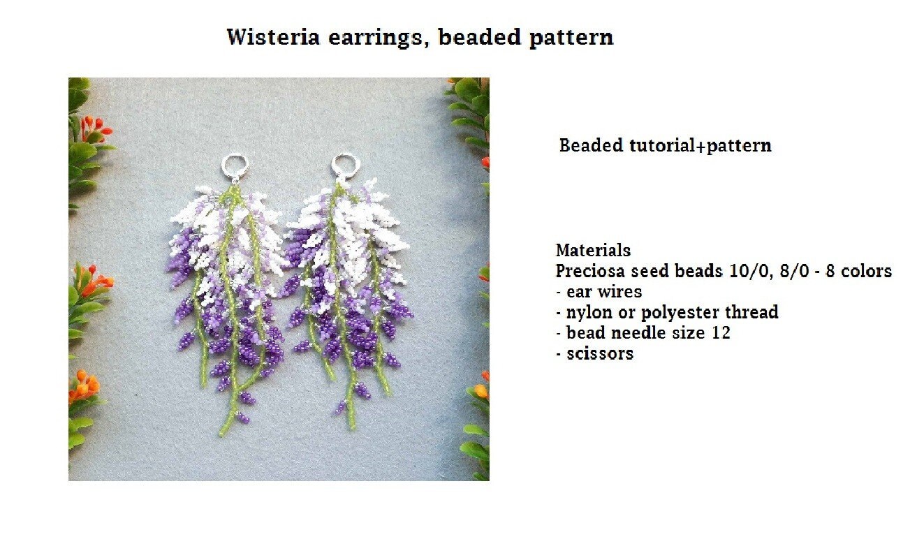 Wisteria Earrings Beaded Pattern Digital PDF Pattern
