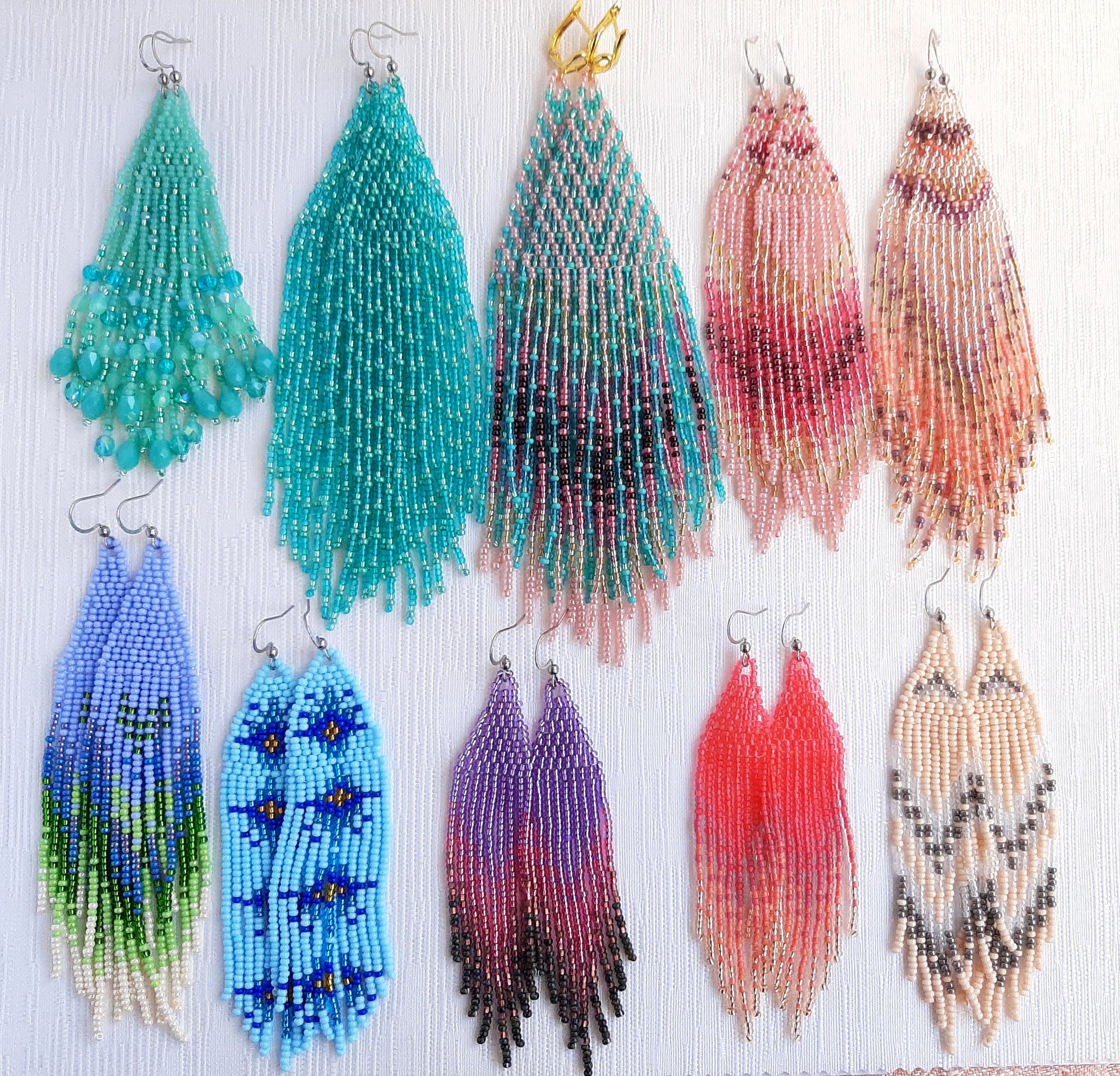 Beaded Earrings for Women Statement Earrings Pink Blue Boho Earrings ...