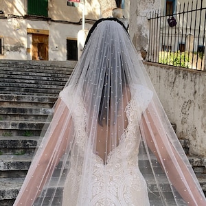 Veil Single layer Veil Pearl Wedding Veil wedding veil Chapel bridal Modern Fingertip Veil Ivory Wedding Veil Single Tire Veil Simple Veil