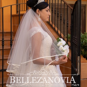 Satin Ribbon Edge Bridal Veil Wedding white Ivory veil Wedding bridal Veil Fingertip Cathedral Chapel Waltz length veil bridal veil -1017