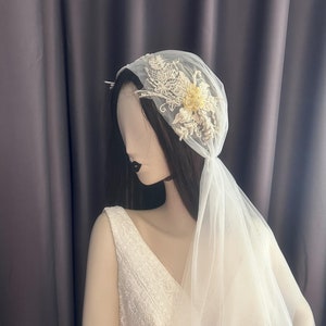 Bridal Cap, Juliet cap veil, Retro style wedding veil, Antique 1920s Wedding Veil, Vintage style bridal veil, Bohemian wedding veil, Bridal
