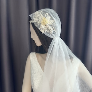 Bridal Cap, Juliet cap veil, Retro style wedding veil, Antique 1920s Wedding Veil, Vintage style bridal veil, Bohemian wedding veil, Bridal