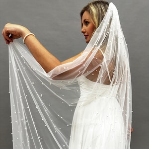 Pearl Wedding Veil wedding veil Chapel bridal Modern Fingertip Veil Ivory Wedding Veil Single Tire Veil Simple Veil Single layer Veil