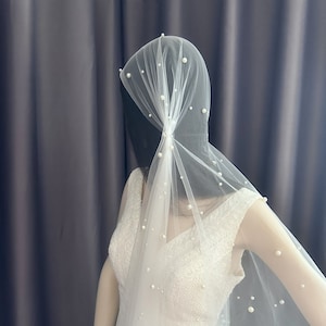 Voile bohème perlé, voile de mariée mariage voile de tulle, voile de mariage Gatsby, bonnet Juliette dentelle, voile de tulle ivoire doux, voile de casquette des années 1930