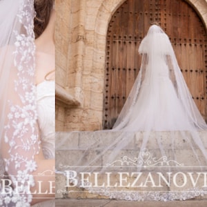 New Sequin Cathedral Veil / Sparkle Wedding Veil / Bridal Veil Long / Lace Veil / Royal Veil Ivory / Crystal veil / Long Veil Sequins 900208