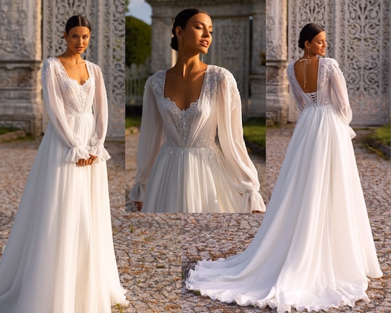 simple wedding dresses with sleeves