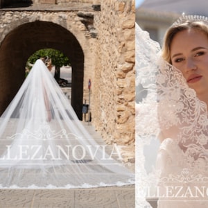 Cathedral Wedding veil, Lace wedding veil, Lace trim bridal veil, Catholic Wedding Veil, Long bridal veil, Lace bridal veil, Lace veil 90232