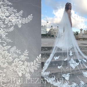 Cathedral Wedding veil, Lace wedding veil, Lace trim bridal veil, Catholic Wedding Veil, Long bridal veil, Lace bridal veil, Lace veil  0127