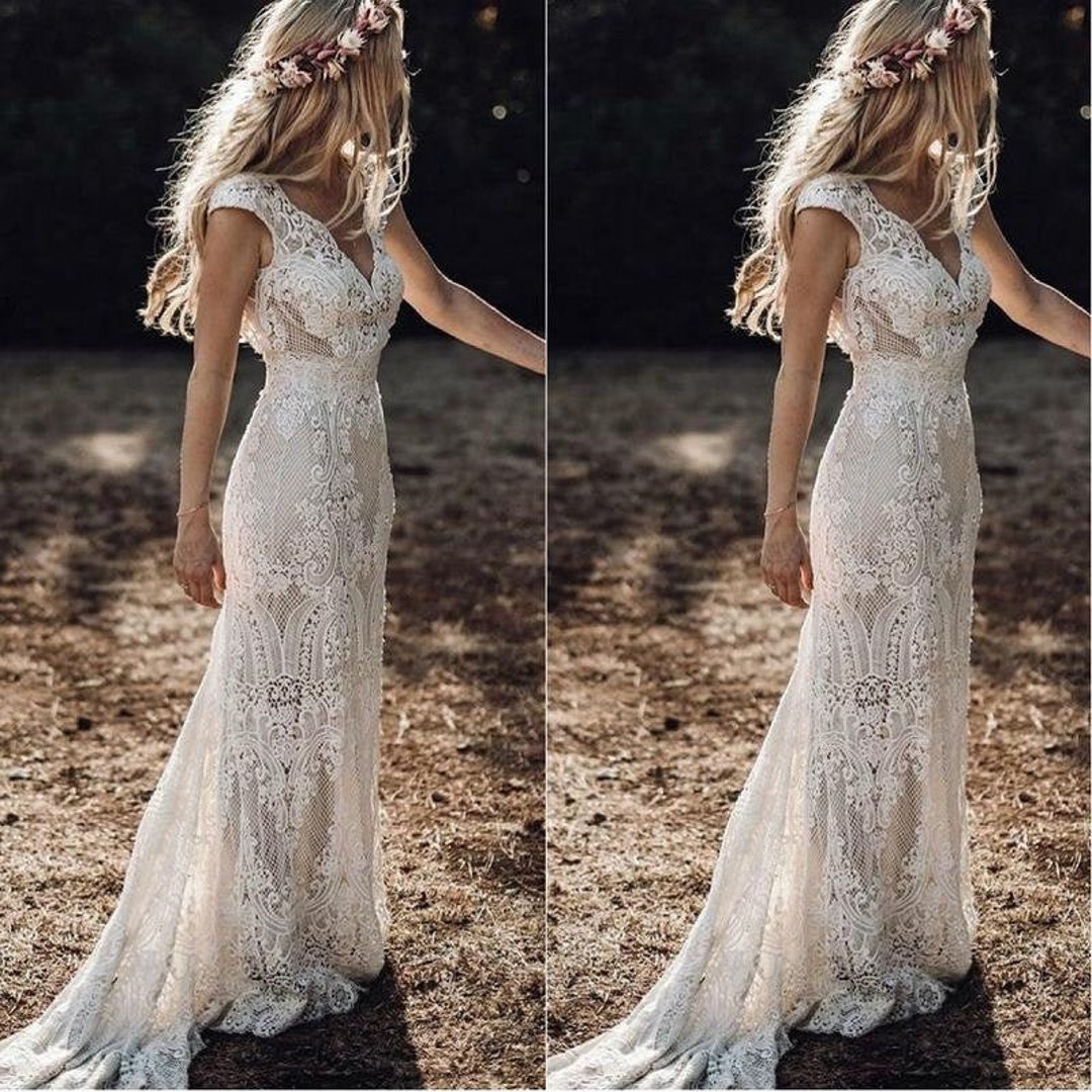 Simple Wedding Dress Boho Wedding Dress Rustic Wedding Gown