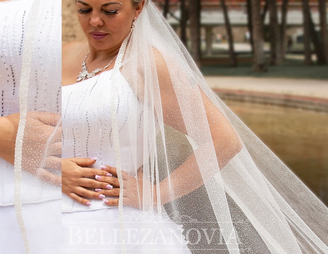 Pearl Wedding Veil Wedding Veil Chapel Bridal Modern Fingertip Veil Ivory  Wedding Veil Single Tire Veil Simple Veil Single Layer Veil 