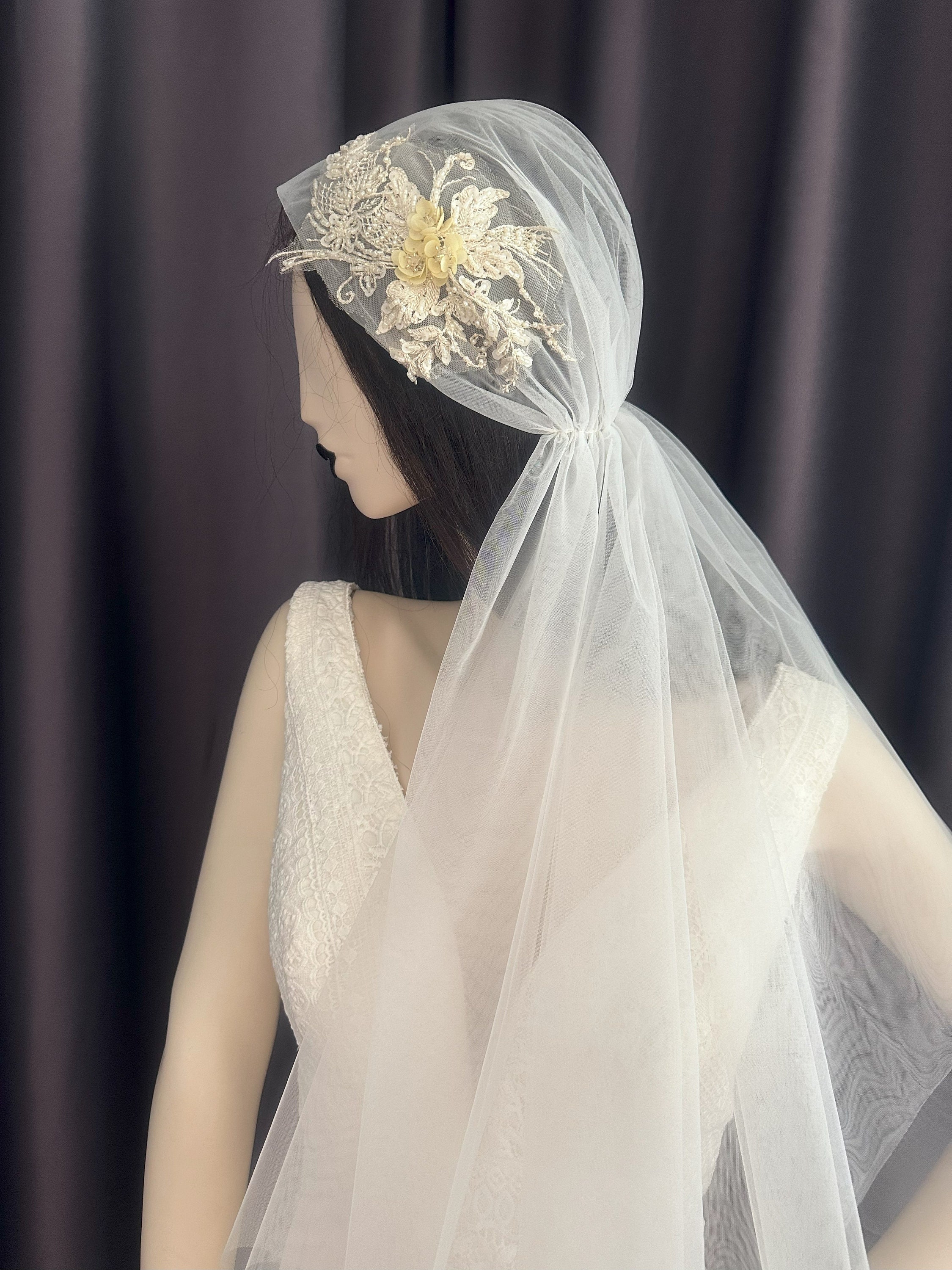 Bridal Cap, Juliet Cap Veil, Retro Style Wedding Veil  display picture 3