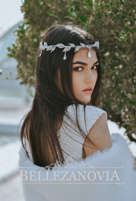 Silver Bridal Headpiece Band, Wedding Forehead Headpiece  display picture 2
