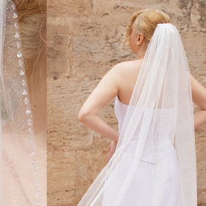 Glitter veil cathedral wedding veil sparkly veil wedding cathedral veil shimmer tulle beaded veil rhinestones veil crystal bridal veil