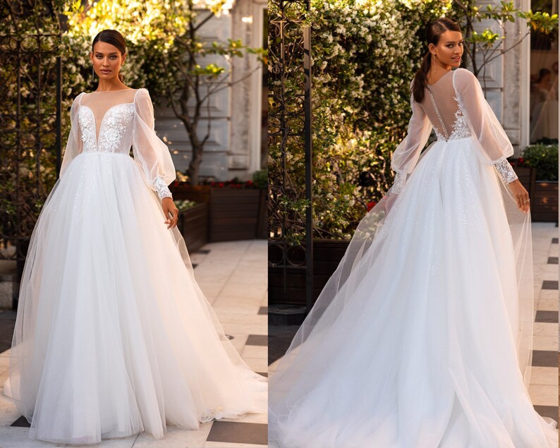 Hochzeitstrends 2022 - Brautkleider, Celestial, Tarot und mehr! Hochzeitskleid lange Ärmel Individuelle Größe Hochzeitskleid