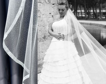 Glitter wedding veil glitter bridal veil sparkle ve il tulle glitter veil ribbon edge veil cathedral long sparkling veil Glitter Bridal Veil