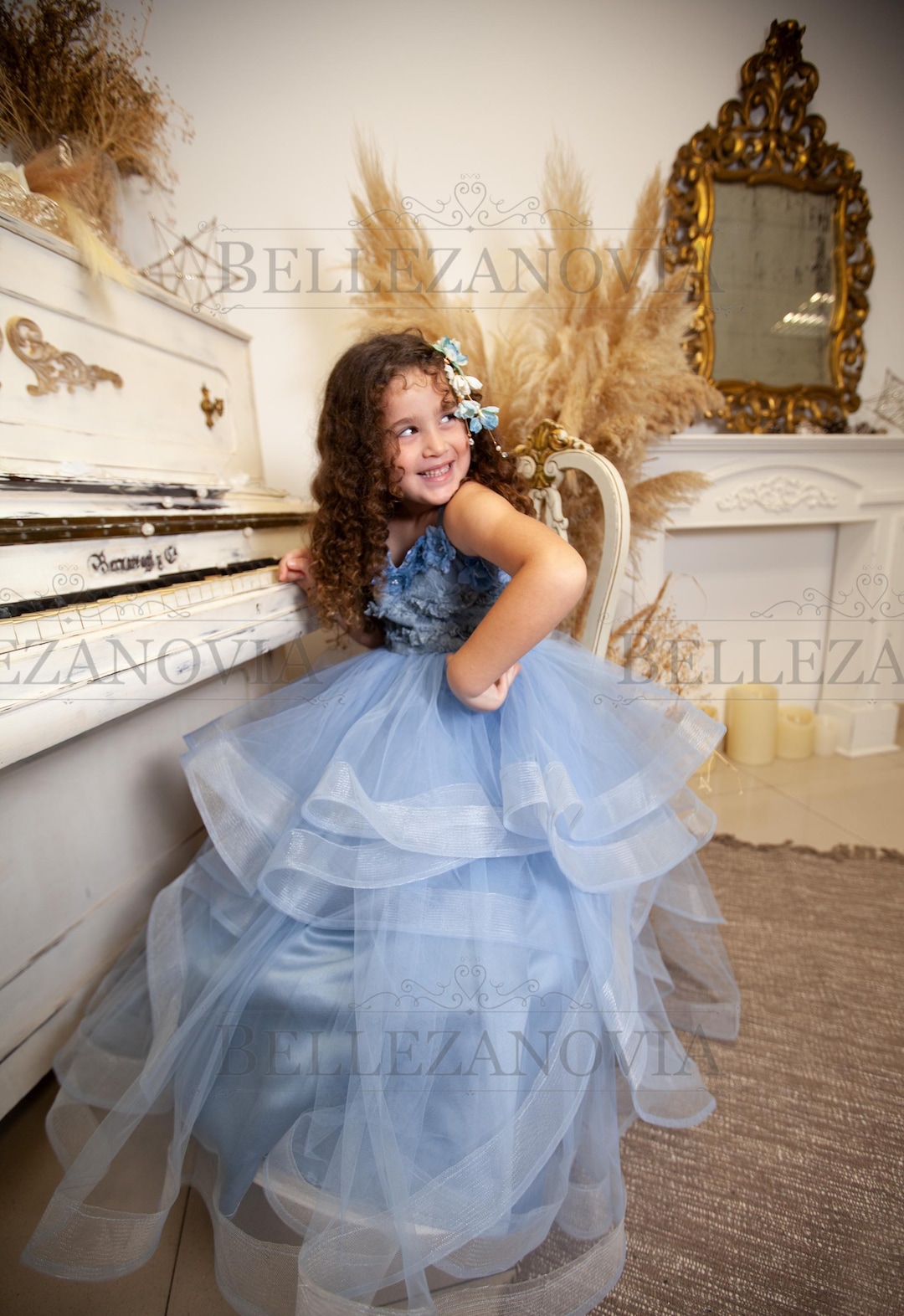 Blue Flower Girl Dress, Flower Girl Dresses, Girls Party Dress, Junior ...