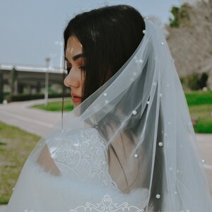 Pearl Wedding Veil wedding veil Chapel bridal Modern Fingertip Veil Ivory Wedding Veil Single Tire Veil Simple Veil Single layer Veil