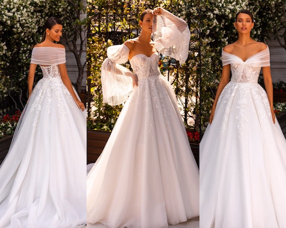 Chiffon DETACHABLE WEDDING DRESS Straps, off Shoulder Straps, Detachable  Sleeves,wedding Dress Sleeves,bridal Sleeve,removable Sleeves -  UK