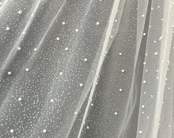 NEW!! Glitter and pearls Bridal Veil 2 tier, Glitter wedding veil and pearl, Glitter Bridal Veil, Sparkle Veil Cathedral long sparkling veil
