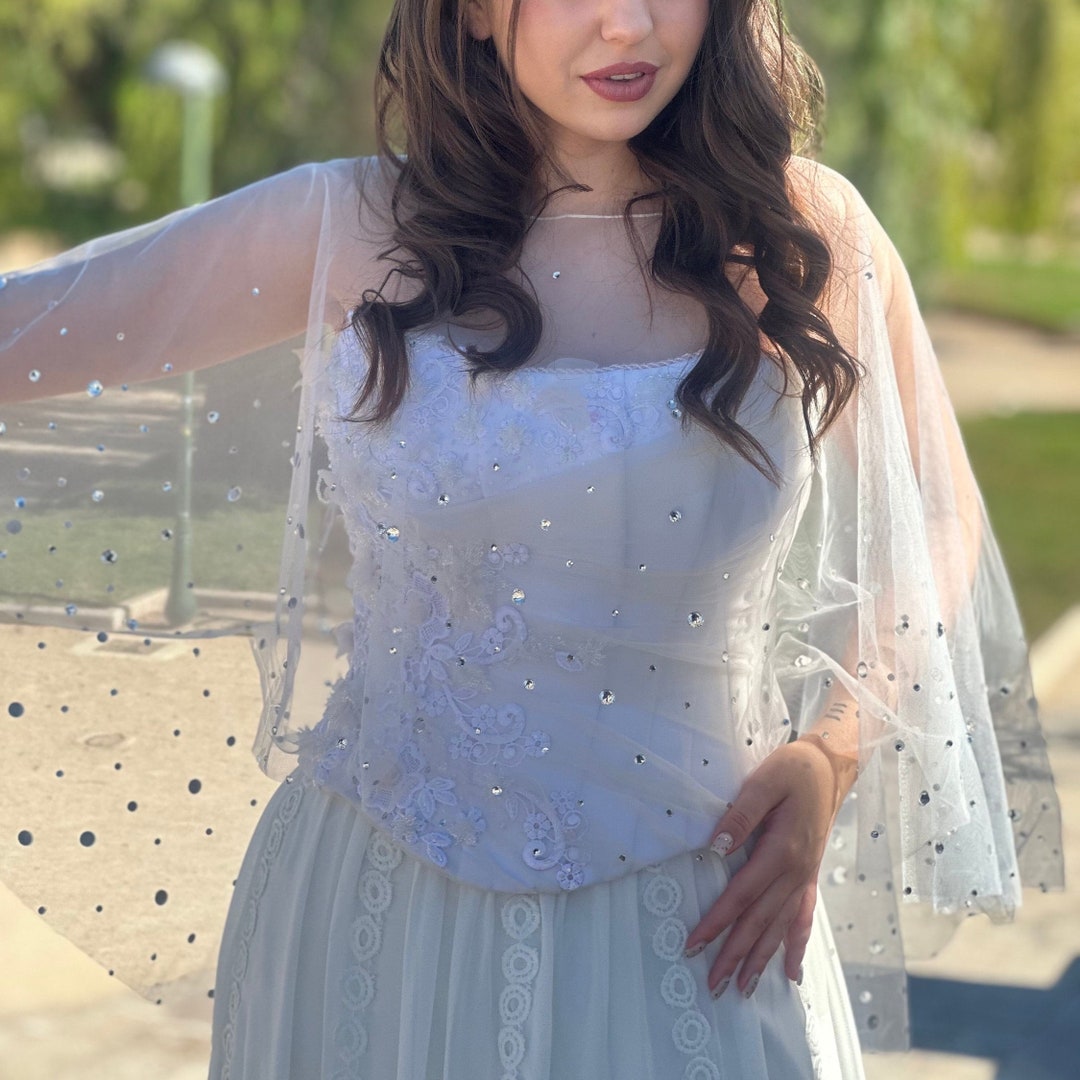 Best Sparkly Beaded Crystals Rhinestones Bridal Cape Online